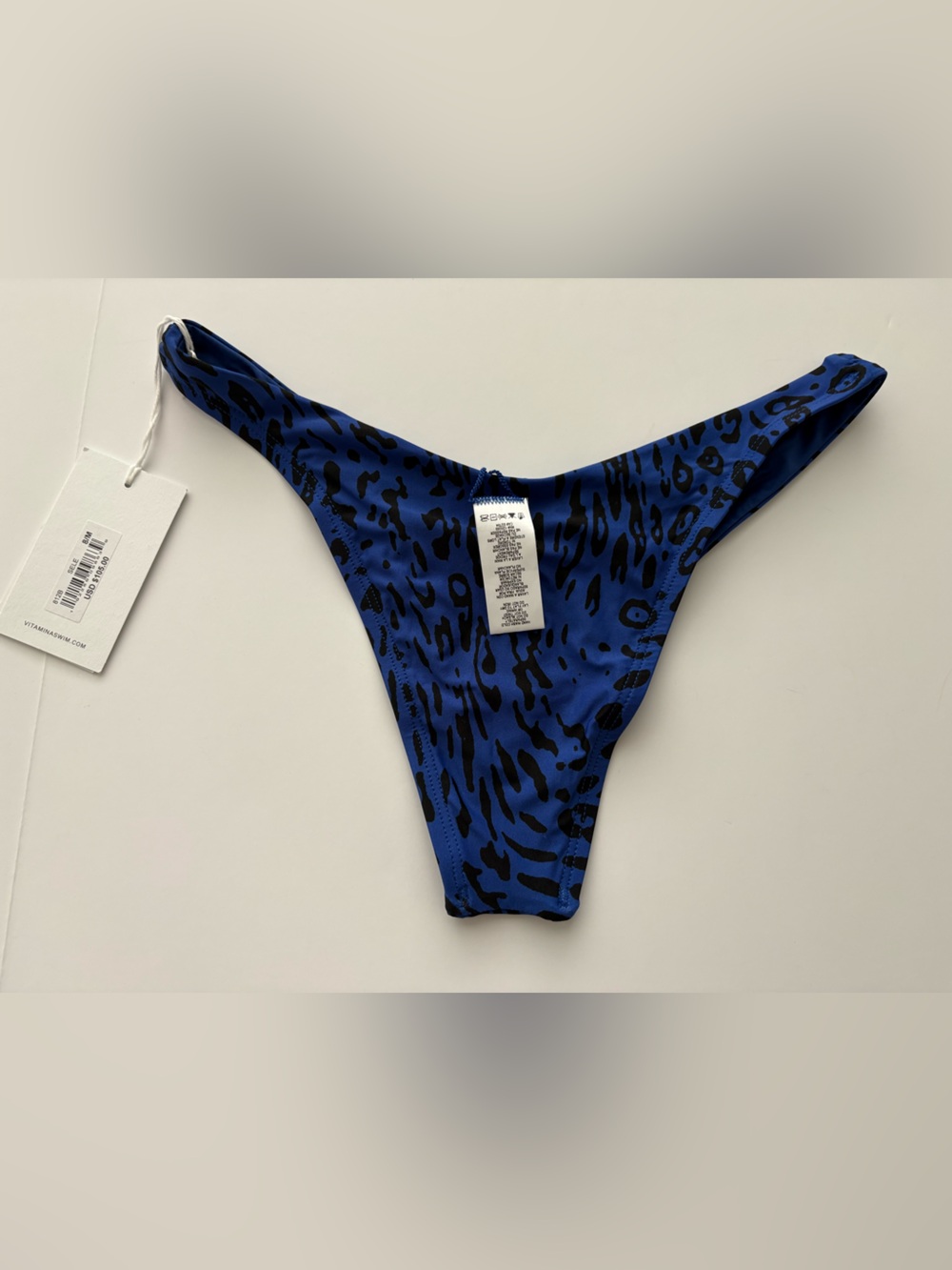 Vitamin A NWT Blue Leopard High Leg Cheeky Bikini Bottom Size M 8